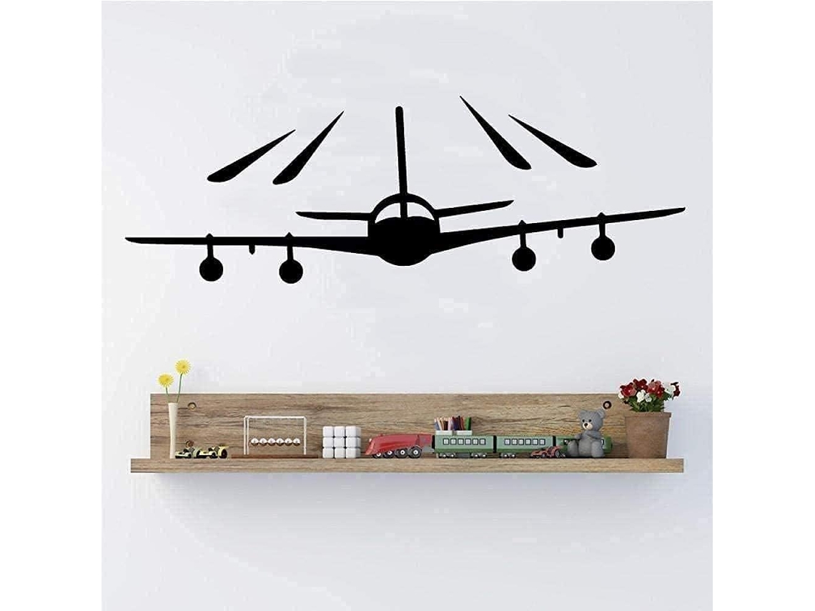 Adesivos de parede modernos com estampa de avião, à prova d'água, para sala de estar/quarto, 43x14cm