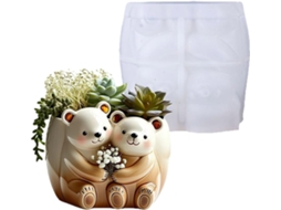 Urso De Silicone Resistente Segurando Flores Para Criar Vasos De Resina Exclusivos E Expositores De Joias.