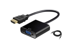 Adaptador Hdmi vga Preto com Saída Áudio 3,5mm Sem Alimentação Extra Transmite Imagem e Som YANYXR