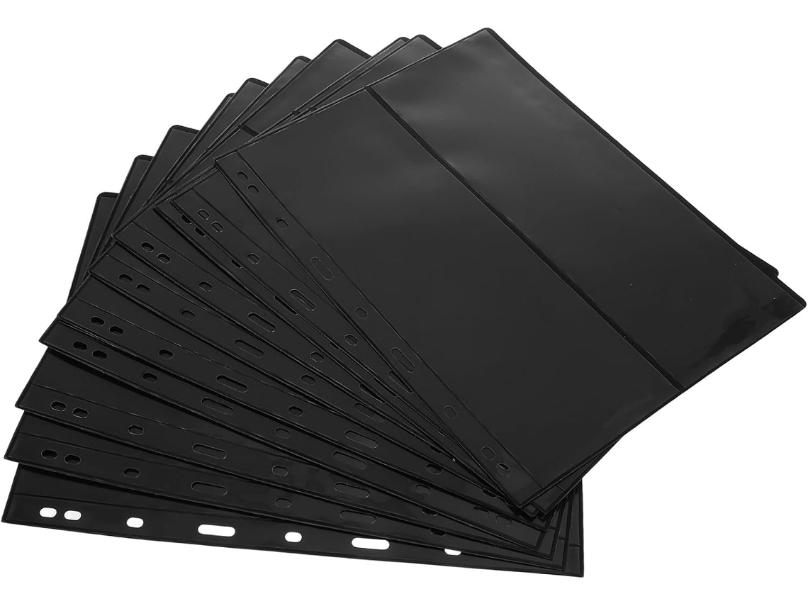 Garneck Classeur De Collection De Timbres À Feuilles Mobiles - 10 Pochettes Reto Verso Em Pet Noir
