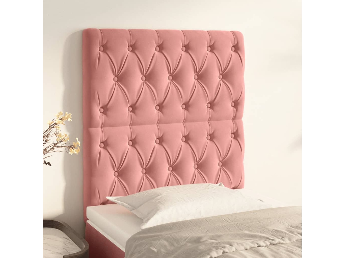 Cabecero de terciopelo de 2 piezas 80x7x78/88 cm rosa