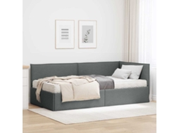 Vidaxl Estrutura De Cama De Canto Com Colchão 2 Unid. Cinzeto Veludo