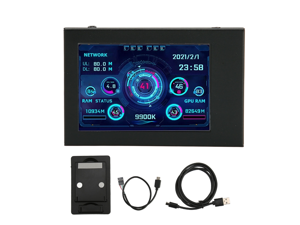 Monitor De Temperatura Do Computador 3.5 Polegadas Ips Editores De Tema Ajustável Rotativo Para Cpu Gpu Ram Tempo Clima