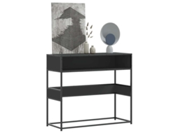Vidaxl Mesa Consola 90x35x80 Cm Derivados De Madeira Preto