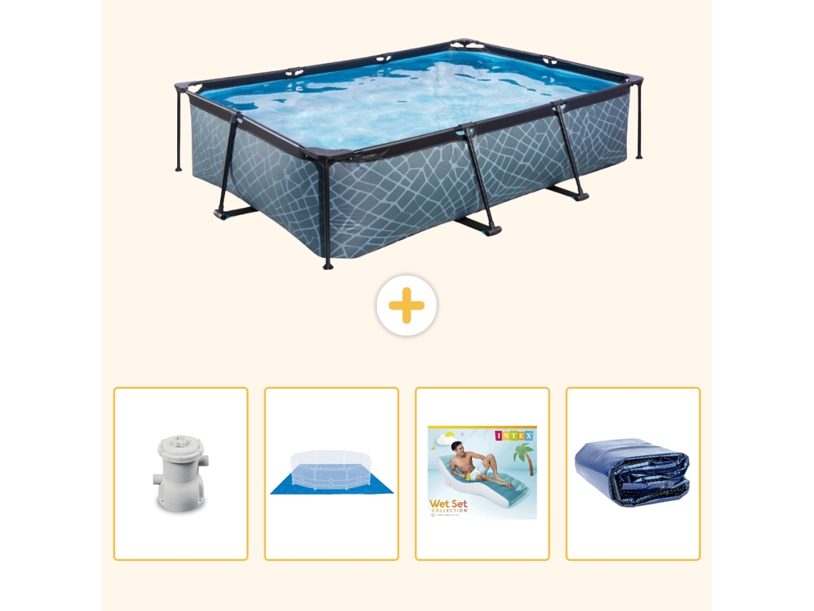 Exit-toys Piscina Exit Retangular - Efeito Pedra - 300x200x65 Cm - 5-peças S345