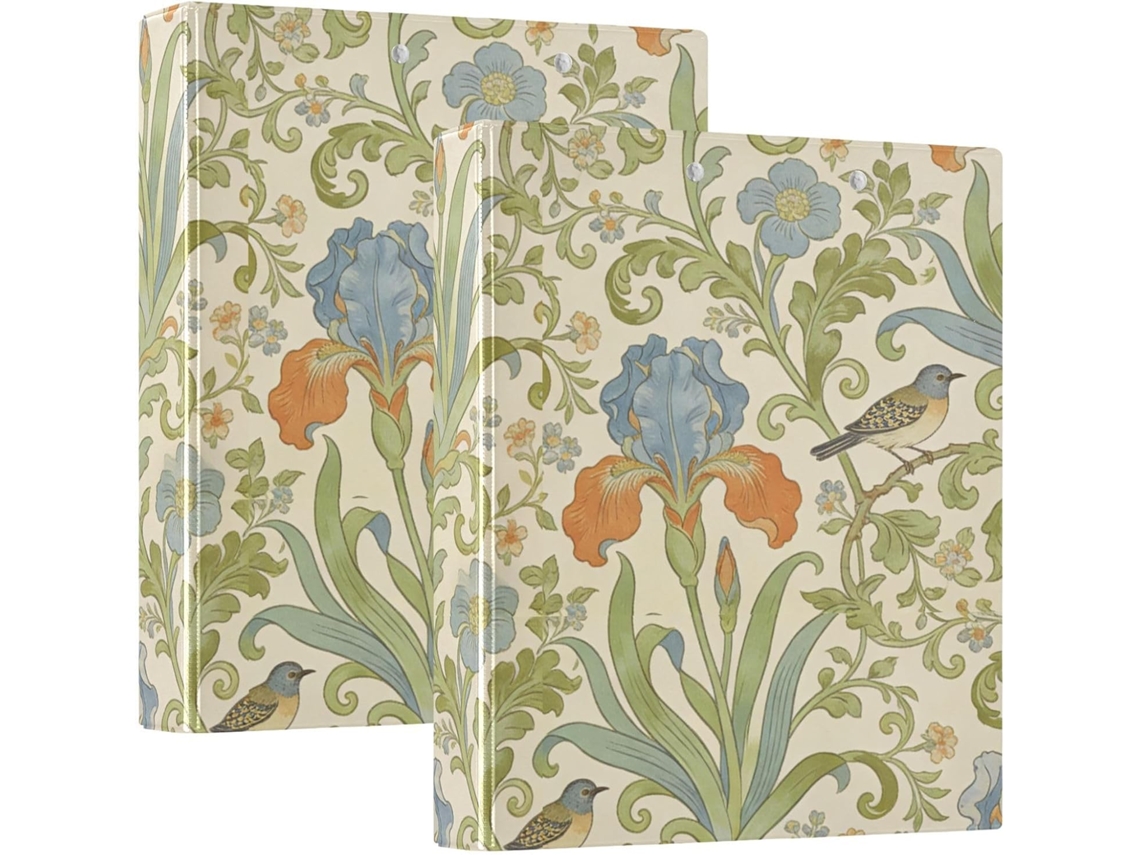 Pasta Redondo Retrô Com Carimbo Pássaro Íris William Morris 3, 8cm 1, 5 Polegadas Com Sacos, Pacote Com 1 2, 200 Folhas