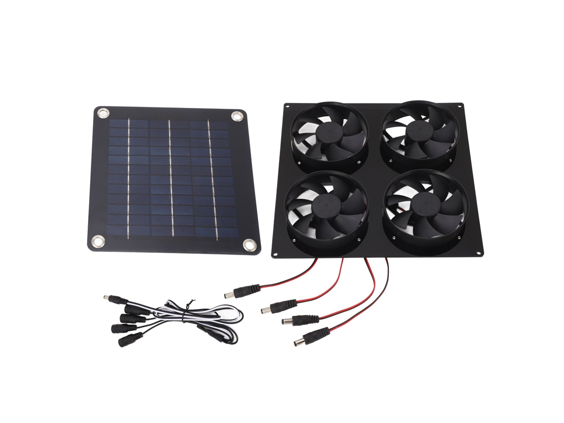 Kit Ventilador Painéis Solares 4 Portas Ipx7 5 12v