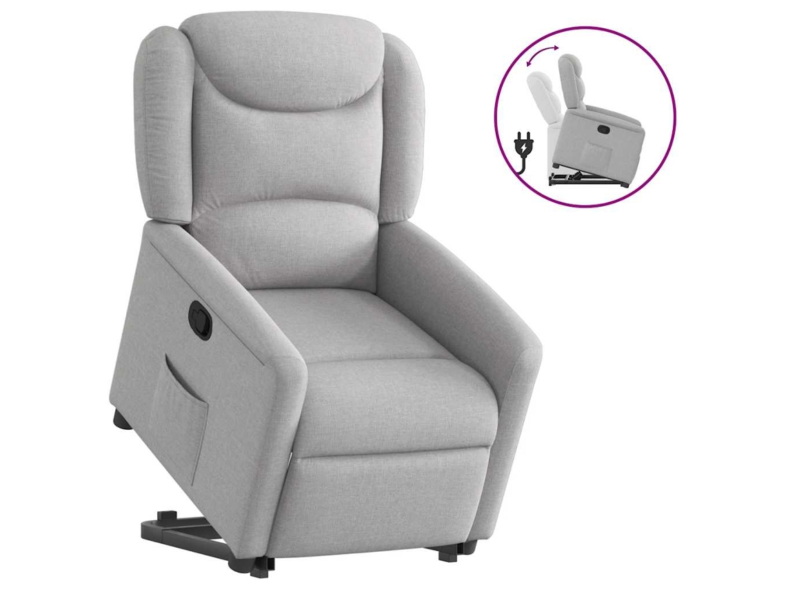 Vidaxl Poltrona Reclinável Elevatória Tecido Cinzento-nublado
