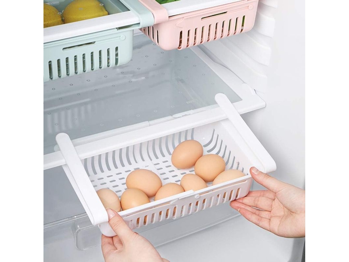 2026 Caixa Retrátil para Geladeira, Recipiente para Conservação de Alimentos, Prateleira Plástica Branca, Ajustável