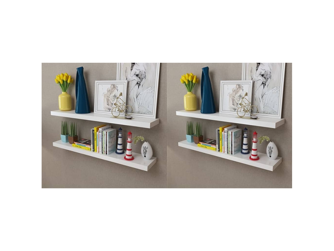 4 Pcs Prateleiras De Parede | Estante Branco 100 Cm