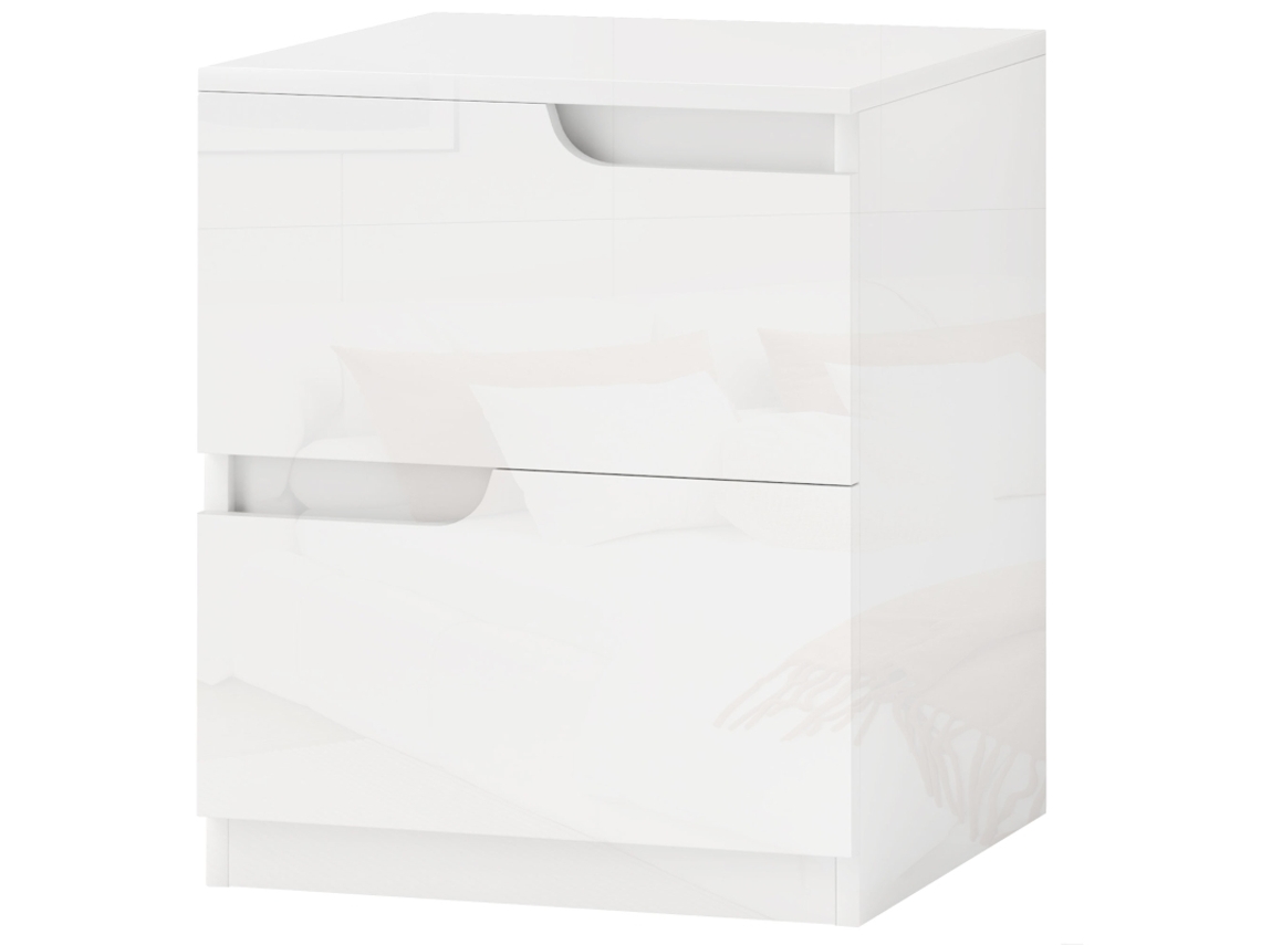 Mesa Cabeceira 2 Gavetas Branco Brilhante 40x40x48cm VELTRIX