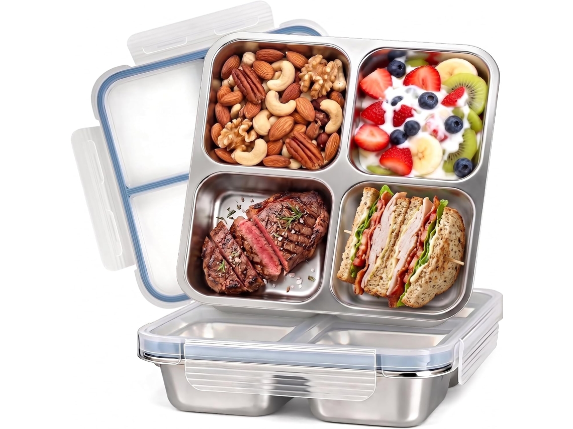 Caixa Snack Aço 304 4 Compartimentos