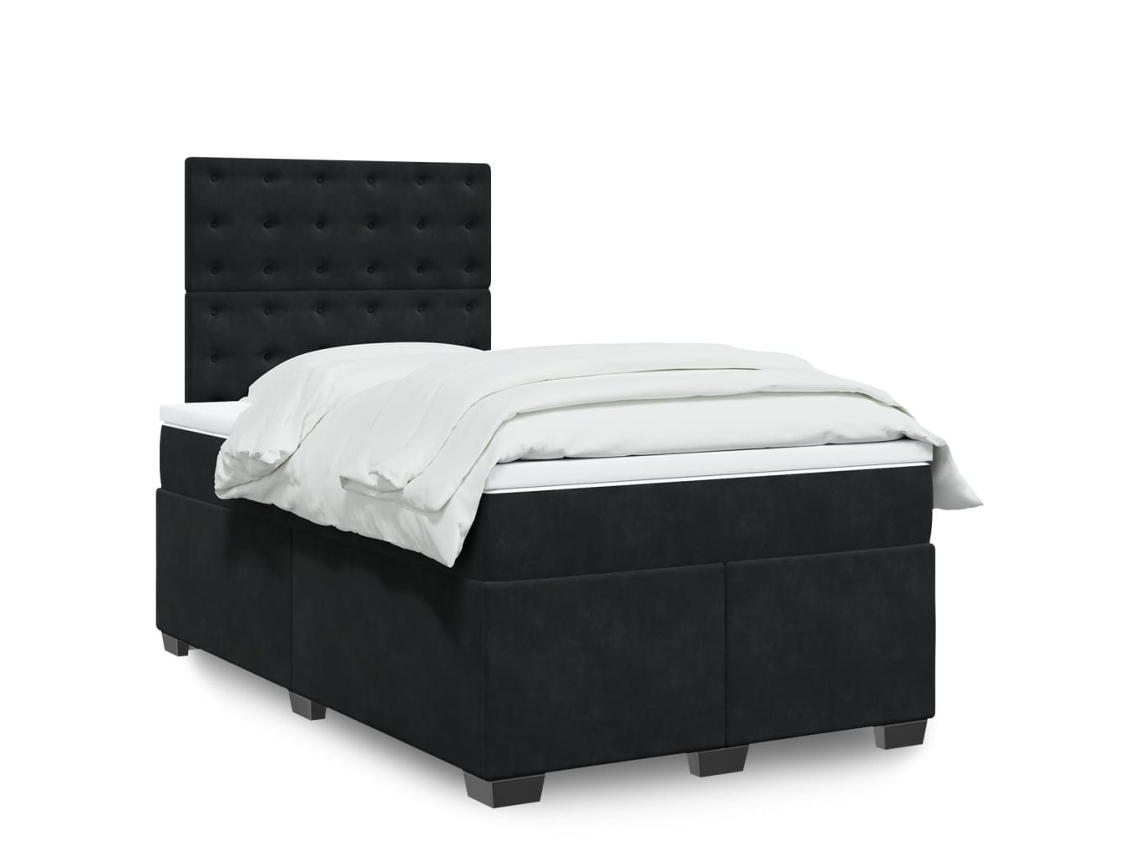 Cama Boxspring Com Colchão 120x200 Cm Veludo Preto