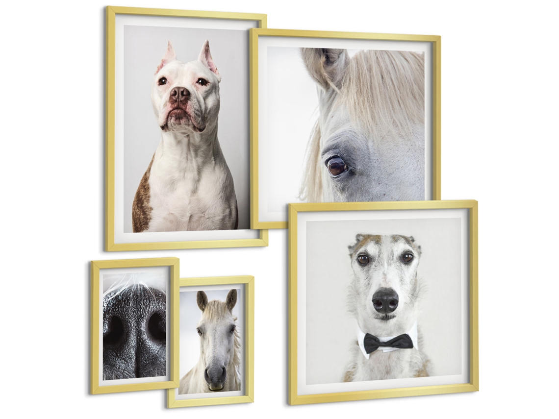 Conjunto De Pinturas Retratos De Animais Modernos Espelharte (5 Peças)