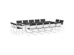 Maison Exclusive - 15 Pcs Conj. De Jantar P/ Jardim C/ Almofadões Textilene Branco