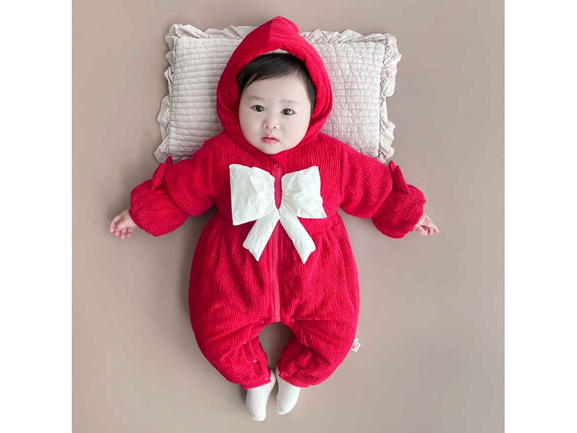 Roupa de Natal Macacão Acolchoado com Arco Macacão Infantil 80Cm