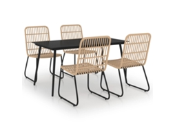 Maison Exclusive - 5 Pcs Conjunto De Jantar Para Exterior Vime Pe E Vidro