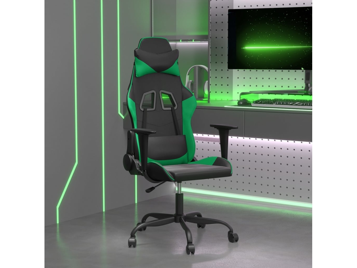 Vidaxl Cadeira Gaming Couro Artificial Preto E Verde