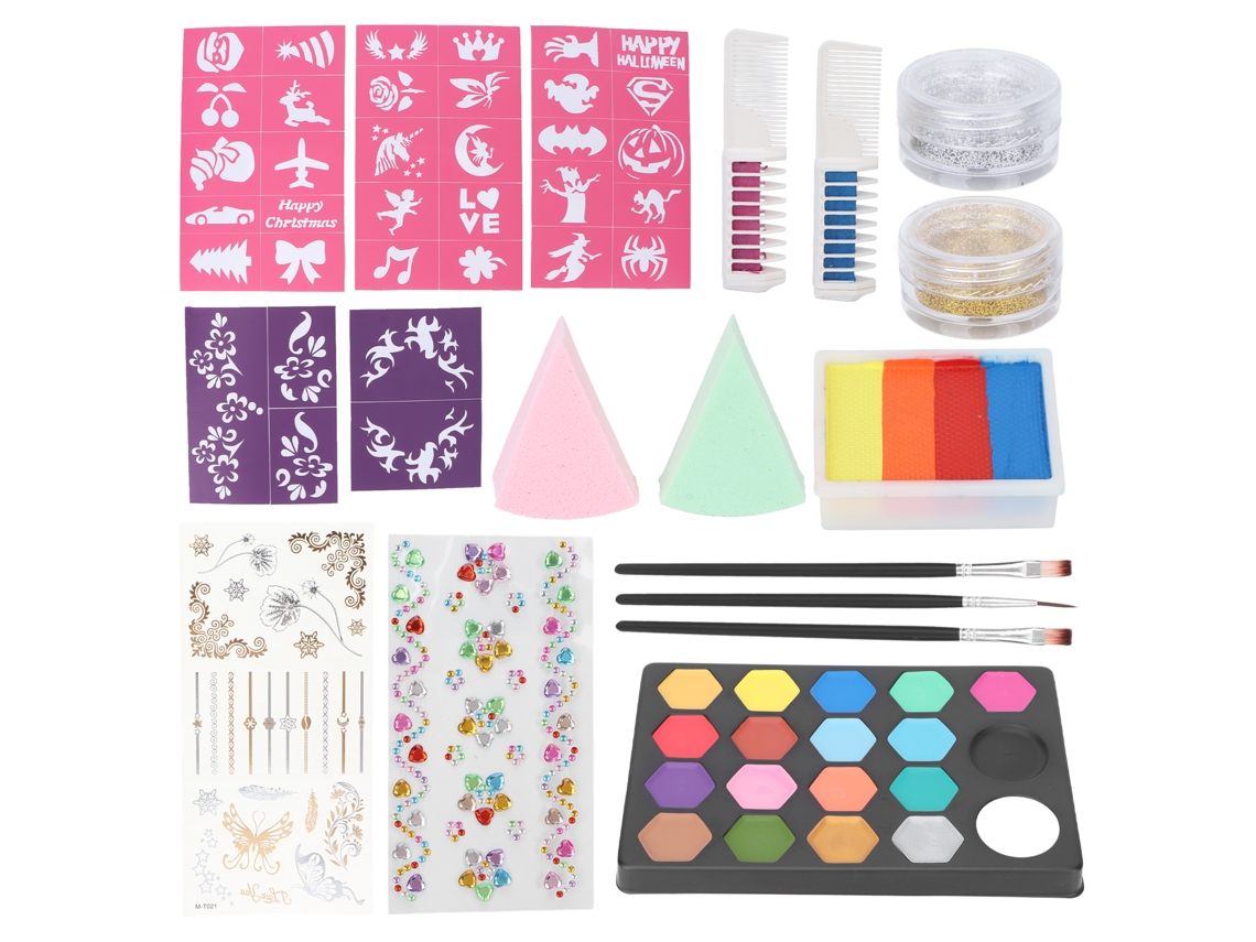 Set De Pintura Facial E Corporal Não Tóxica De 19 Cores Para Cosplay, Festivais E Festas Com Acessórios Incluídos