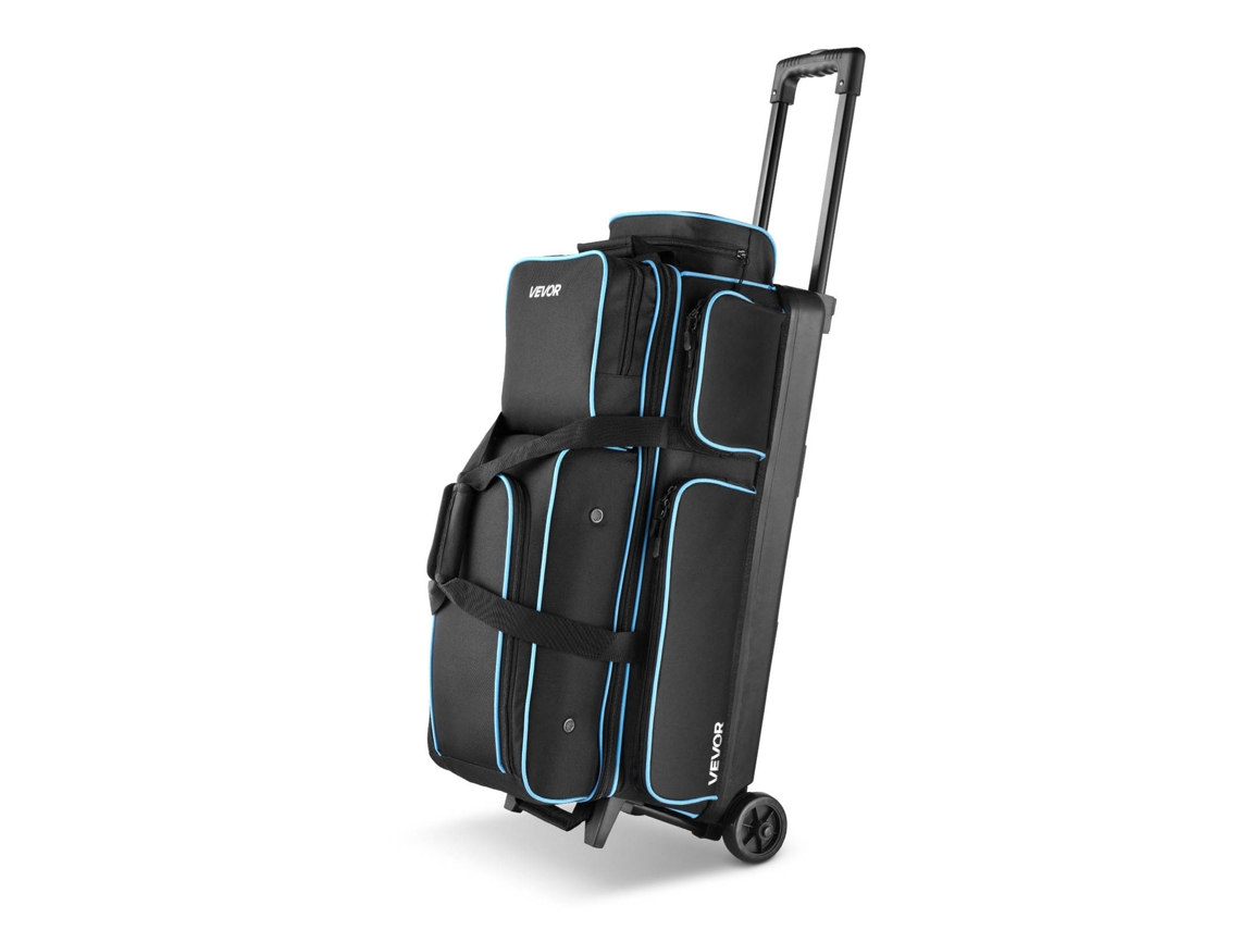 Bolsa Para Bolas De Boliche Com 3 Bolas E Rodas 790 X 320 X 390 Mm Preto E Azul Vevor