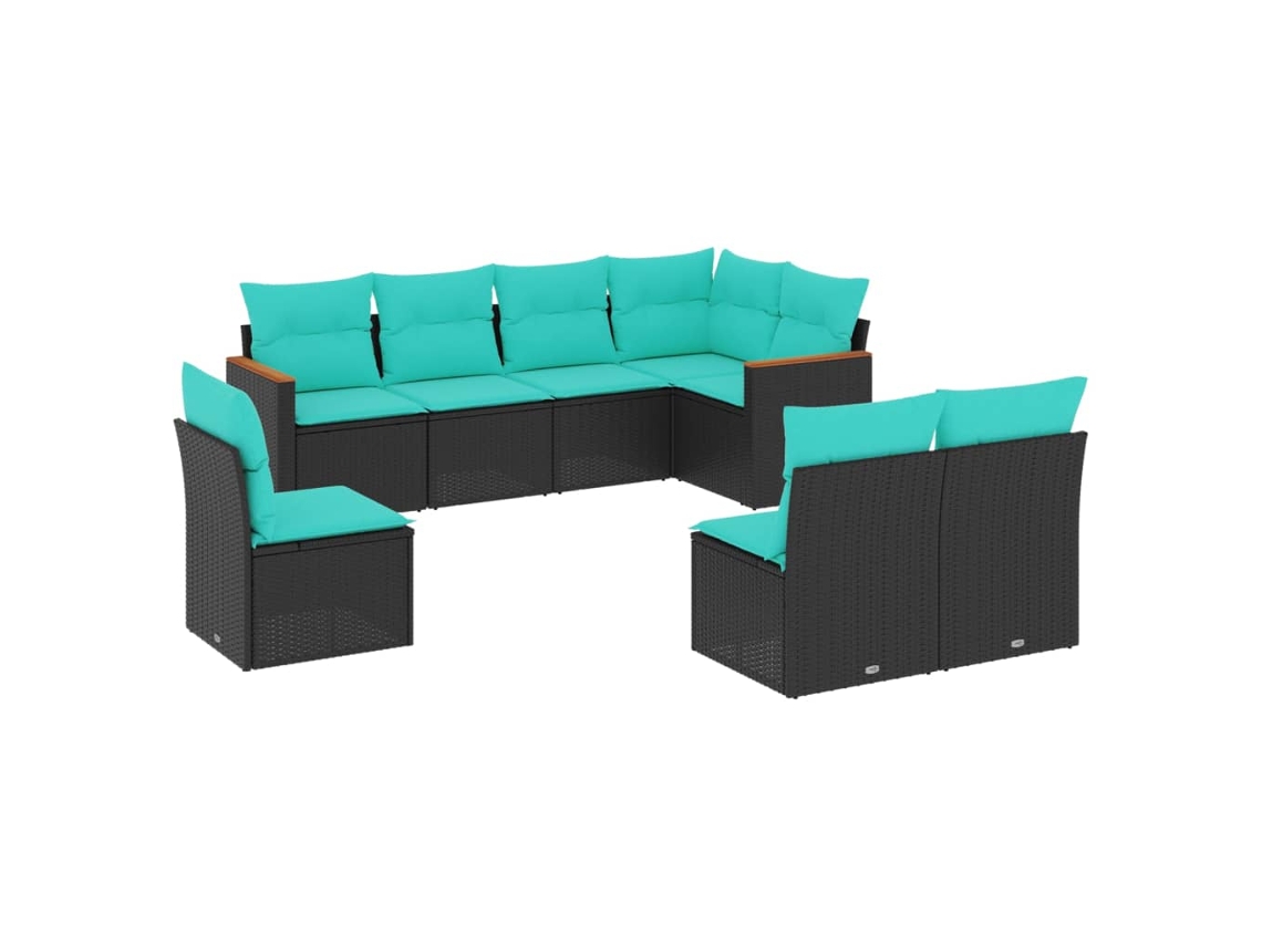 Conjunto de Sofá de Jardim, 9 Peças, Almofadas, Rattan Marrom MAISON EXCLUSIVE