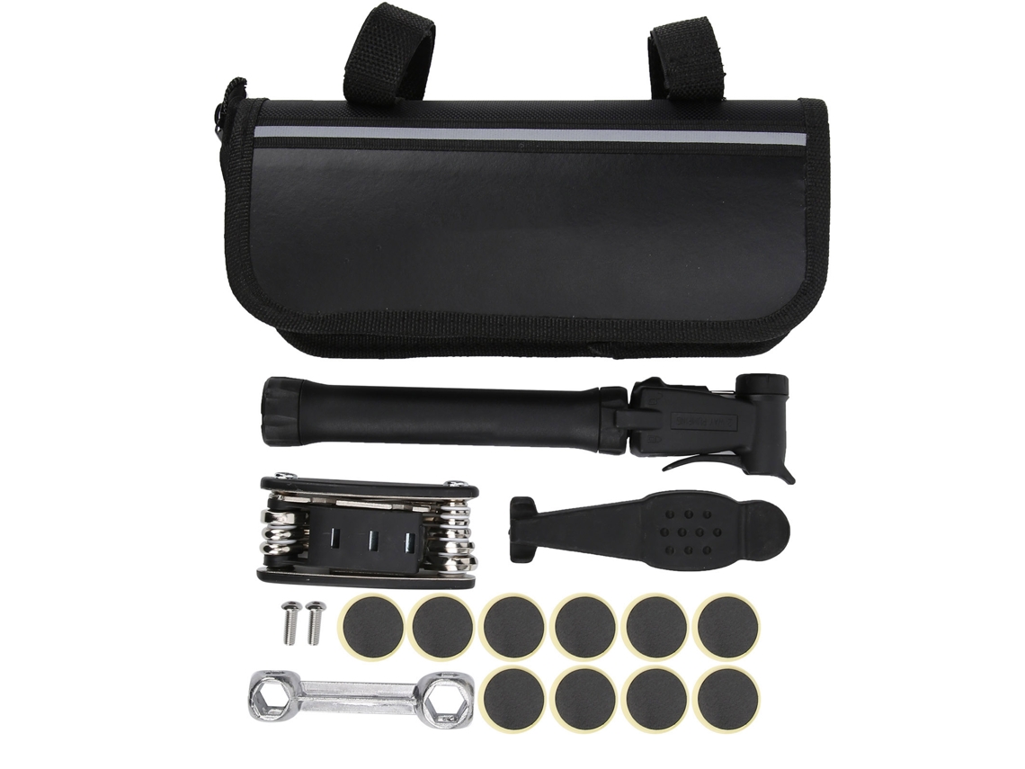 KIT de reparo de bicicleta com bomba mini 16 em 1, remendos sem cola e chave de alavanca | S/MARCA