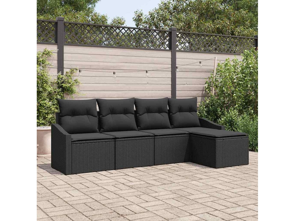 Vidaxl Conjunto De Sofás 5 Unid. Preto Vime Pe