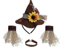 Fantasias De Halloween Cosplay De Halloween Chapéu De Espantalho Pulseiras E Colares 4 Peças Ly Ebike