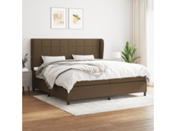 Vidaxl Cama Com Molas/colchão 200x200 Cm Tecido Castanho-escuro