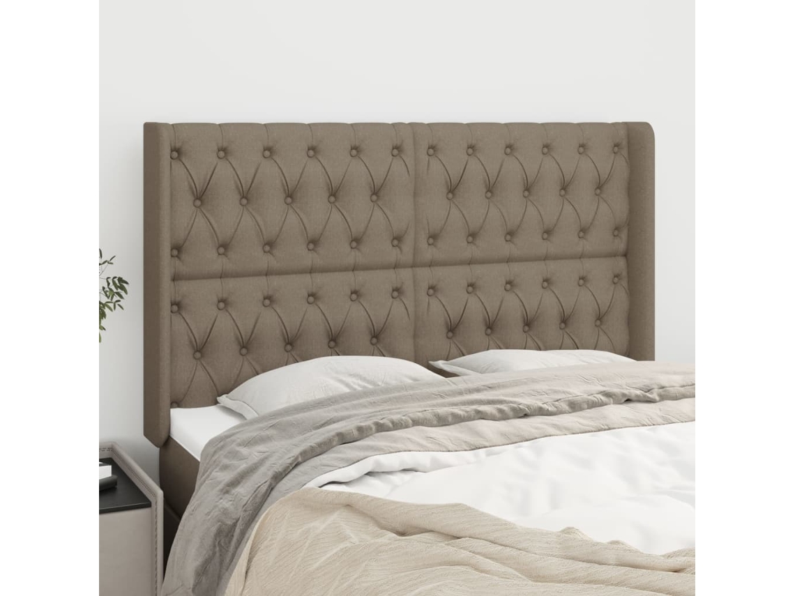 Vidaxl Cabeceira Cama Abas Tecido 163x16x118/128 Cm Cinza-acastanhado
