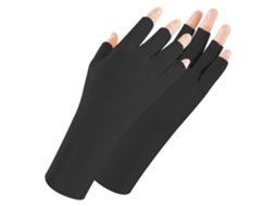 Luvas Anti uv para Manicure Upf50+, Modelo com Dedos Expostos, Feminino, Preta, 1 Par.