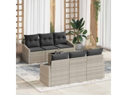 Vidaxl Conjunto De Sofás 7 Unid. Cinza Claro E Cinza Escuro Vime Pe