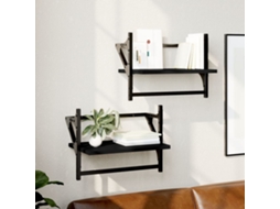 Vidaxl Prateleiras De Parede Com Barras 2 Pcs 40x25x30 Cm Preto