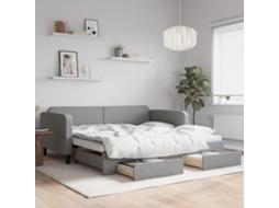 Vidaxl Sofá-cama C/ Gavetão E Gavetas 100x200 Cm Tecido Cinzento-claro