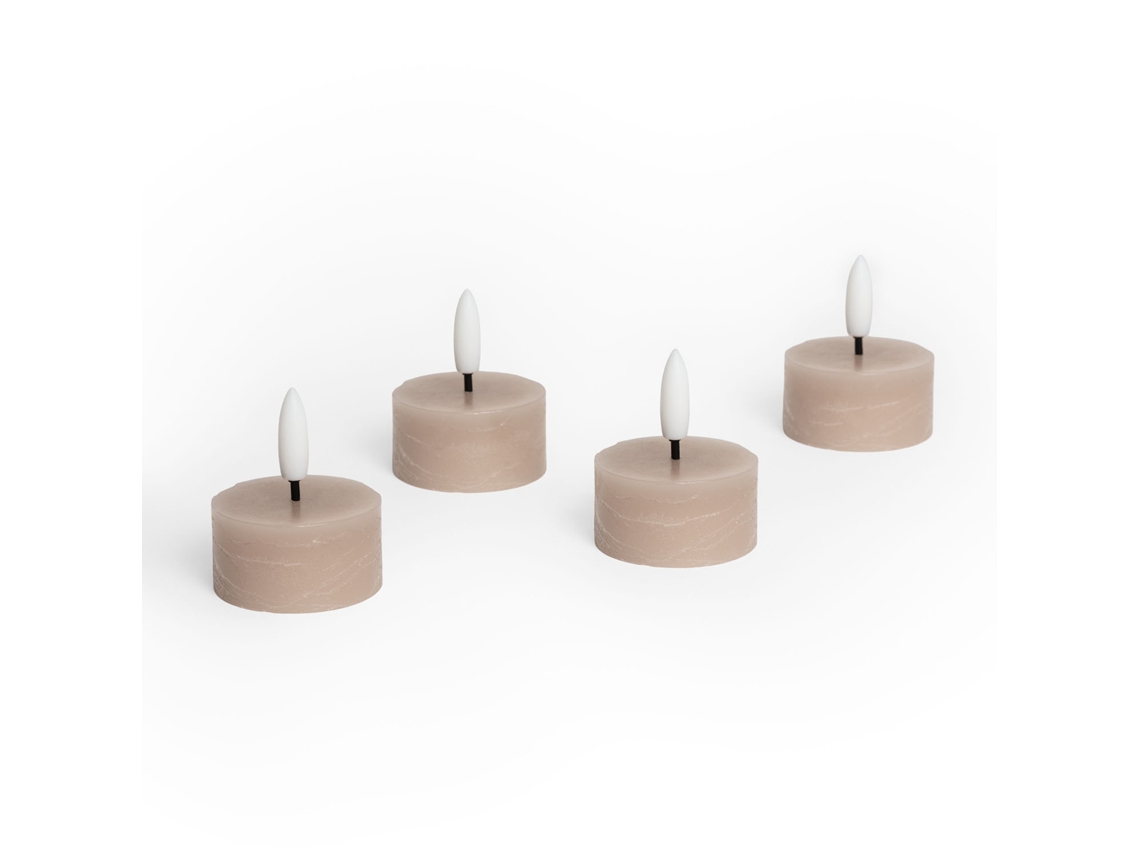 Pack De 4 Velas Led De Cera Mirea Bege Ø4 Cm