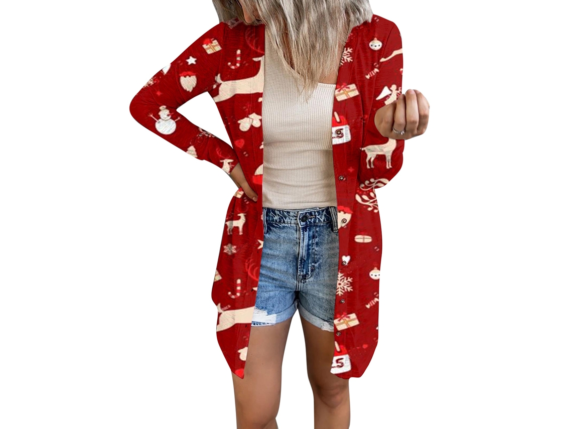Blusa Casual De Manga Larga Com Estampa De Natal E Halloween Para Mulher Tipo 4 S