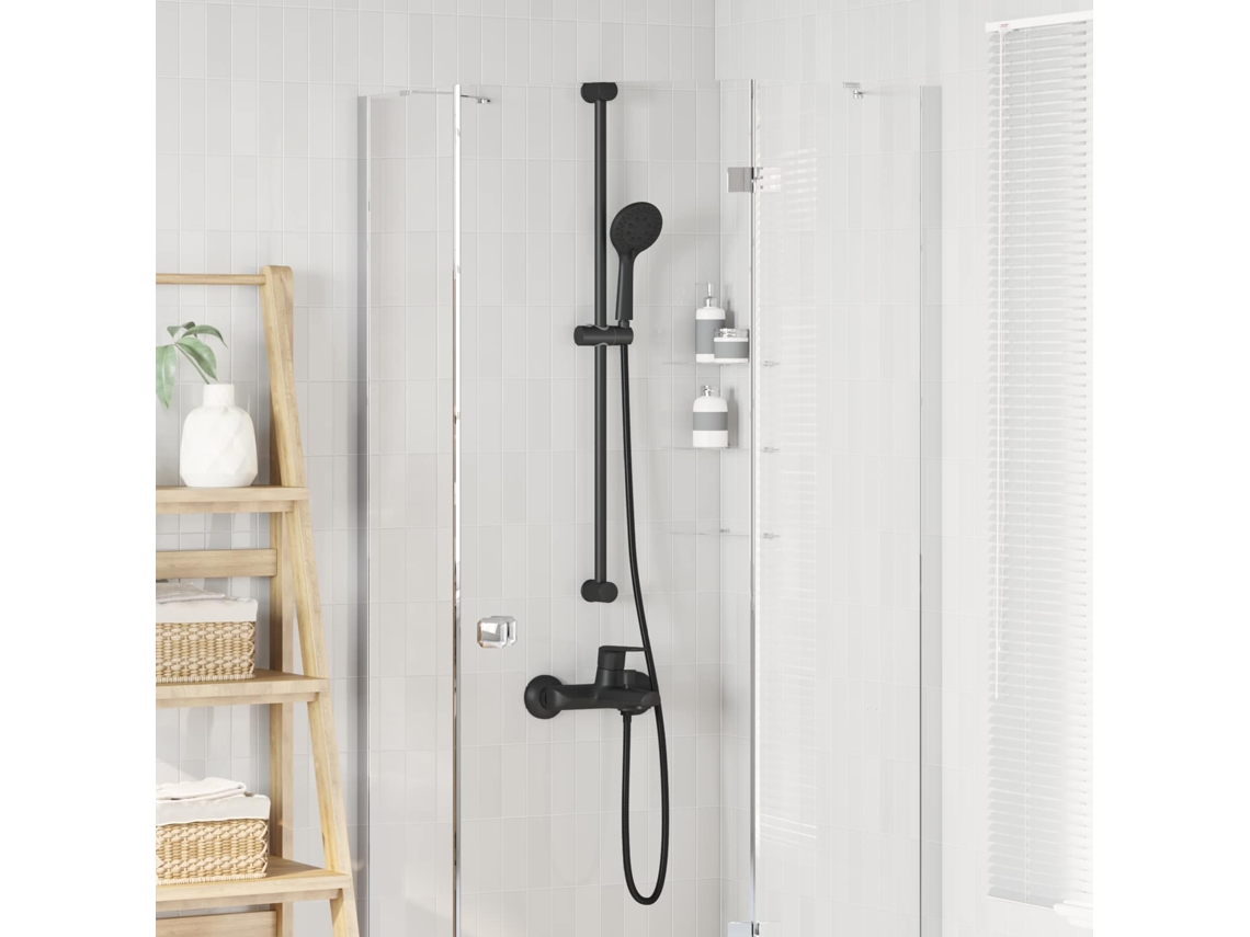 Vidaxl Conjunto De Cabeça De Chuveiro Preto 150 Cm Aço Inoxidável