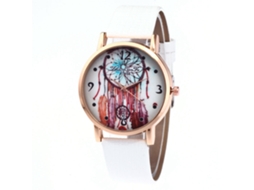 Relógio de Pulso Feminino Analógico de Quartzo com Pulseira Pu Estilo Moderno e Elegante Branco