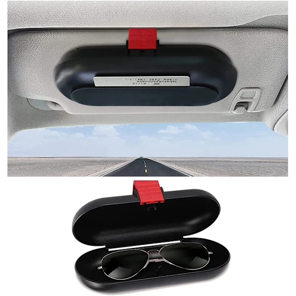 Estojo Preto para Óculos de Carro, Suporte Retrátil AQUAFORGE