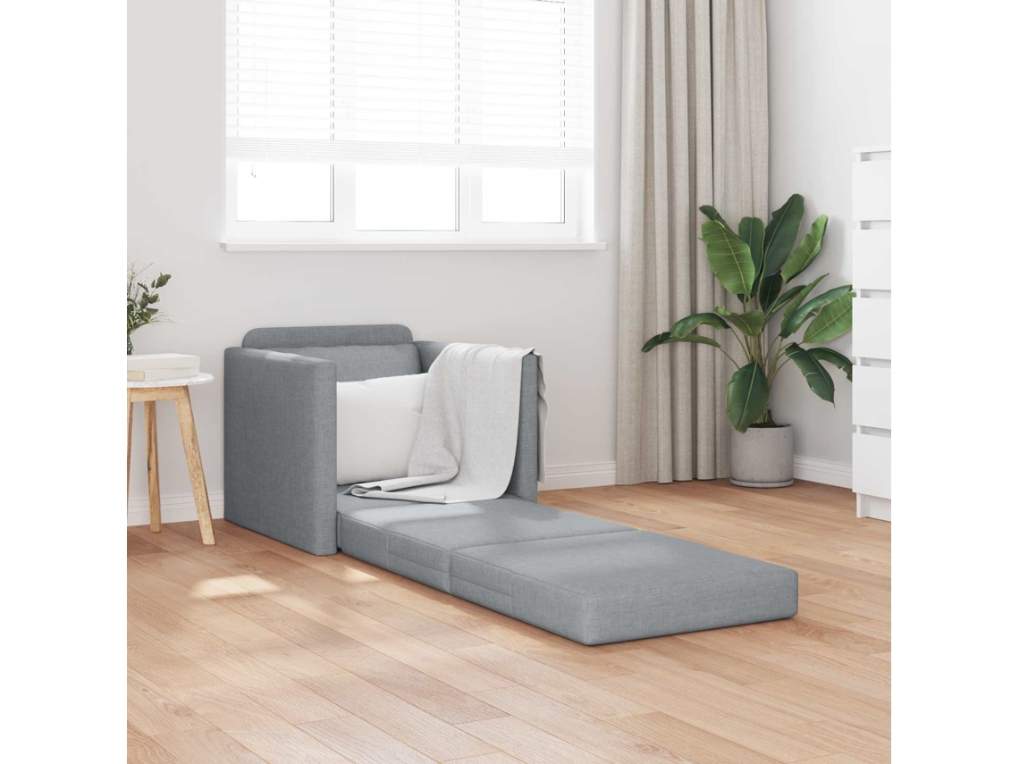 Vidaxl Sofá-cama 60cm Cinzento-claro Tecido