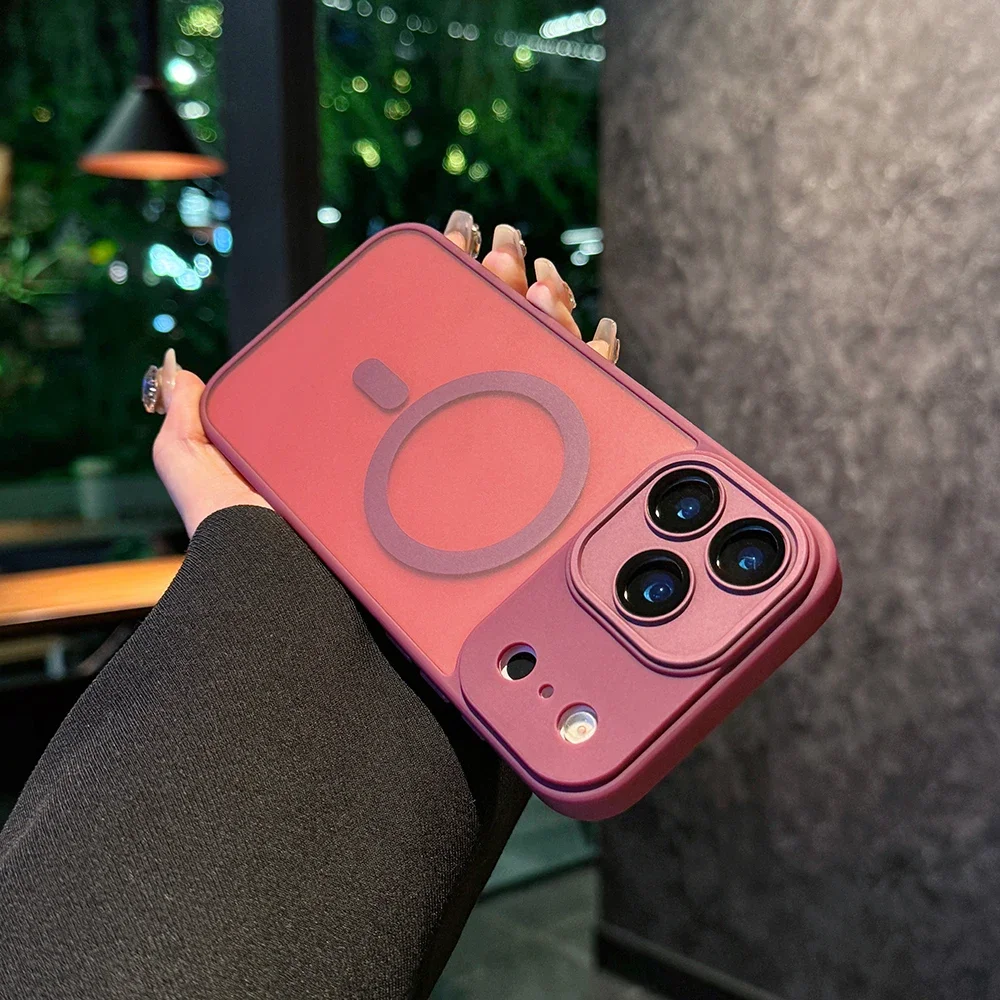 Capa De Silicone Fosca Para Iphone 17 Pro (vermelho Escuro), Compatível Com Carregamento Sem Fio Magnético, Capa Protetora À Prova De Choque.