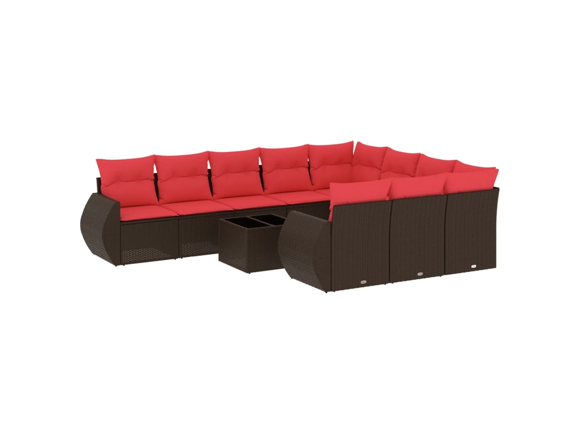 Conjunto de Sofá de Jardim, 11 Peças, Almofadas, Rattan Preto MAISON EXCLUSIVE