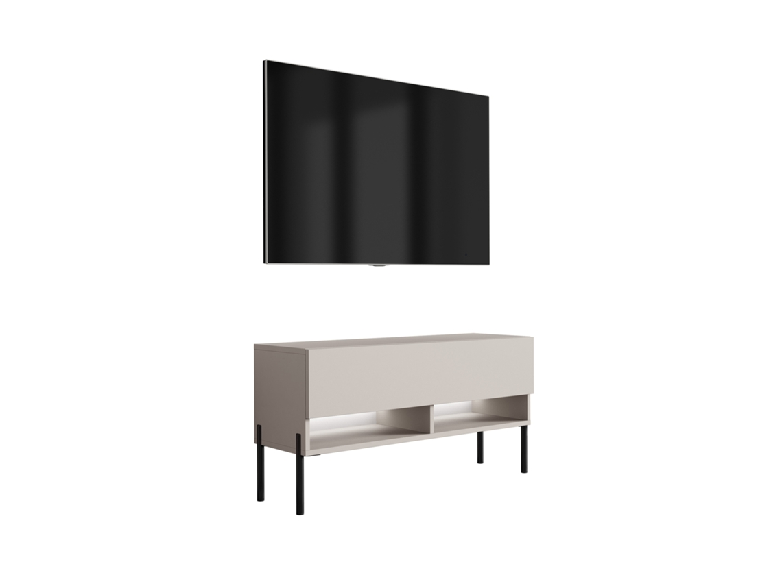 Suporte De Tv 100 Cm Caxemira, Pernas Pretas Retas, Led Branco, 100 × 32 × 52 Cm 3E 3XE LIVING.COM