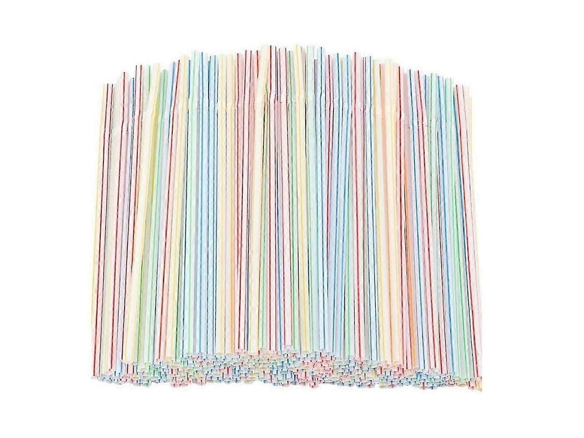500 Palhinhas De Plástico Para Beber, 8 Polegadas De Comprimento, Multicoloridas Com Listras