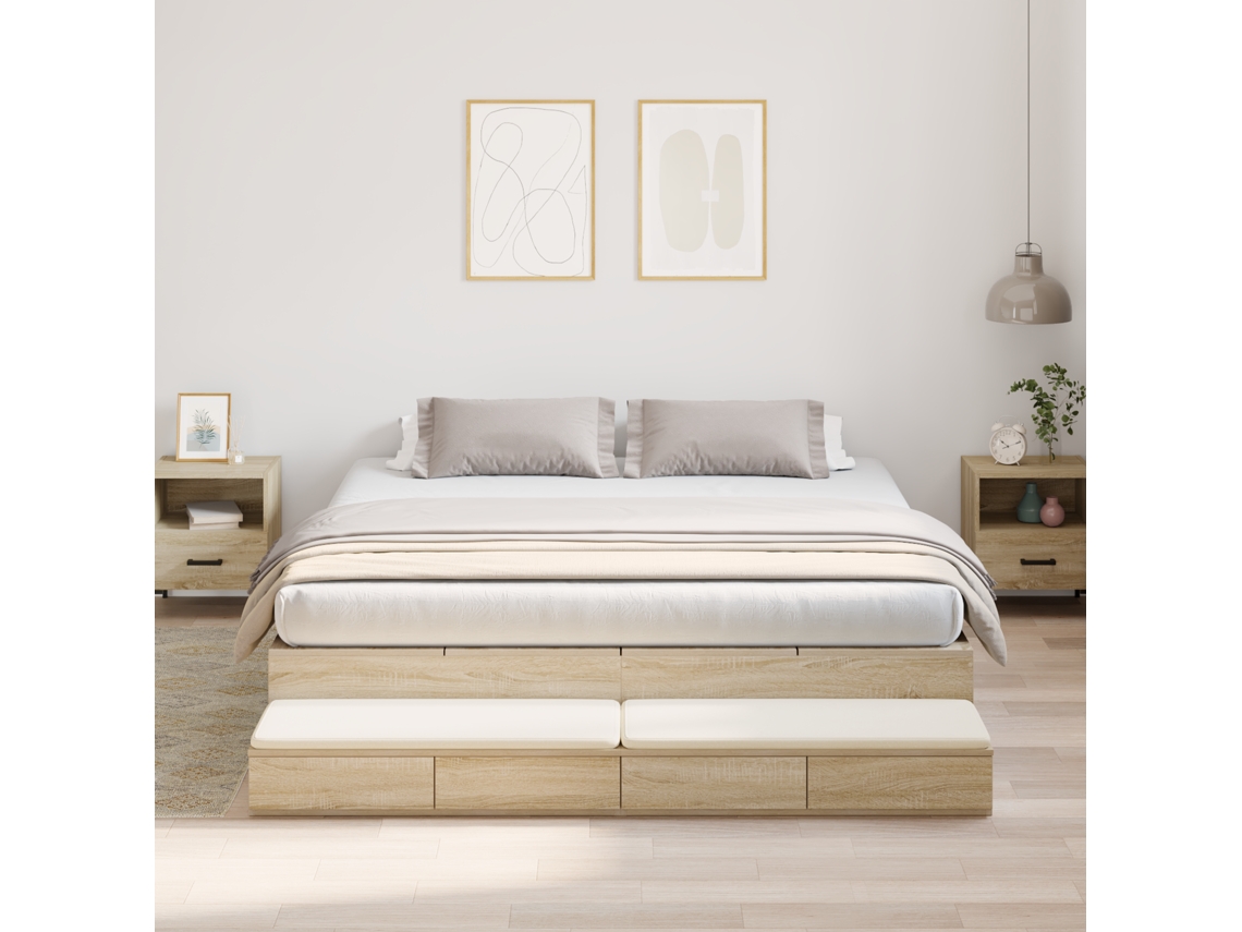 Estrutura De Cama De Armazenamento Carvalho Sonoma 180x200 Cm