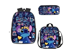 Mochila KOHREE de Estudante Stitch Conjunto de Três Peças 17 Polegadas