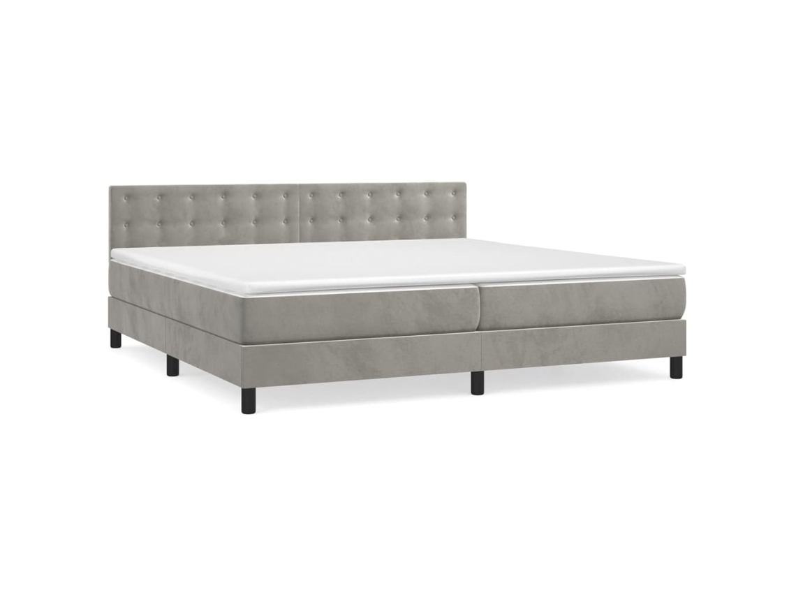 Cama Box Spring Vidaxl Cinzeto Veludo (203x200x88 Cm)
