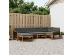 Vidaxl Conjunto De Sofás Para Exterior 6 Pcs Natural E Antracite