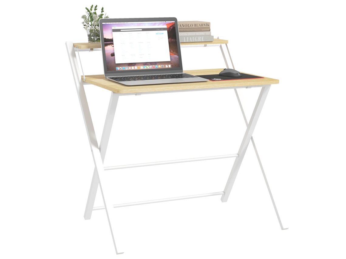 Secretária Dobrável com Prateleira Estilo Moderno 81,5x70x84cm Branco S/MARCA