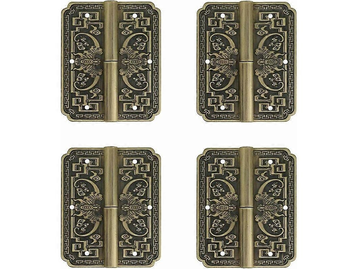 Bisagras de Latón Antiguo para Puertas Dobles, Cajones, Estantes, Accesorios de Muebles, 4 Piezas, Bronce
